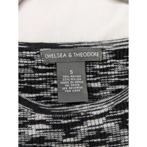 Chelsea & Theodore Fitted‎ Sweater Top S Gray Black Marled Shoulder Zip Stretch - Picture 4 of 8